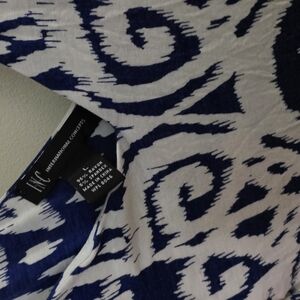 INC Blue and White Patterned Top